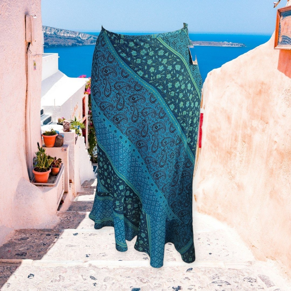 Y2K Blue and Green Paisley